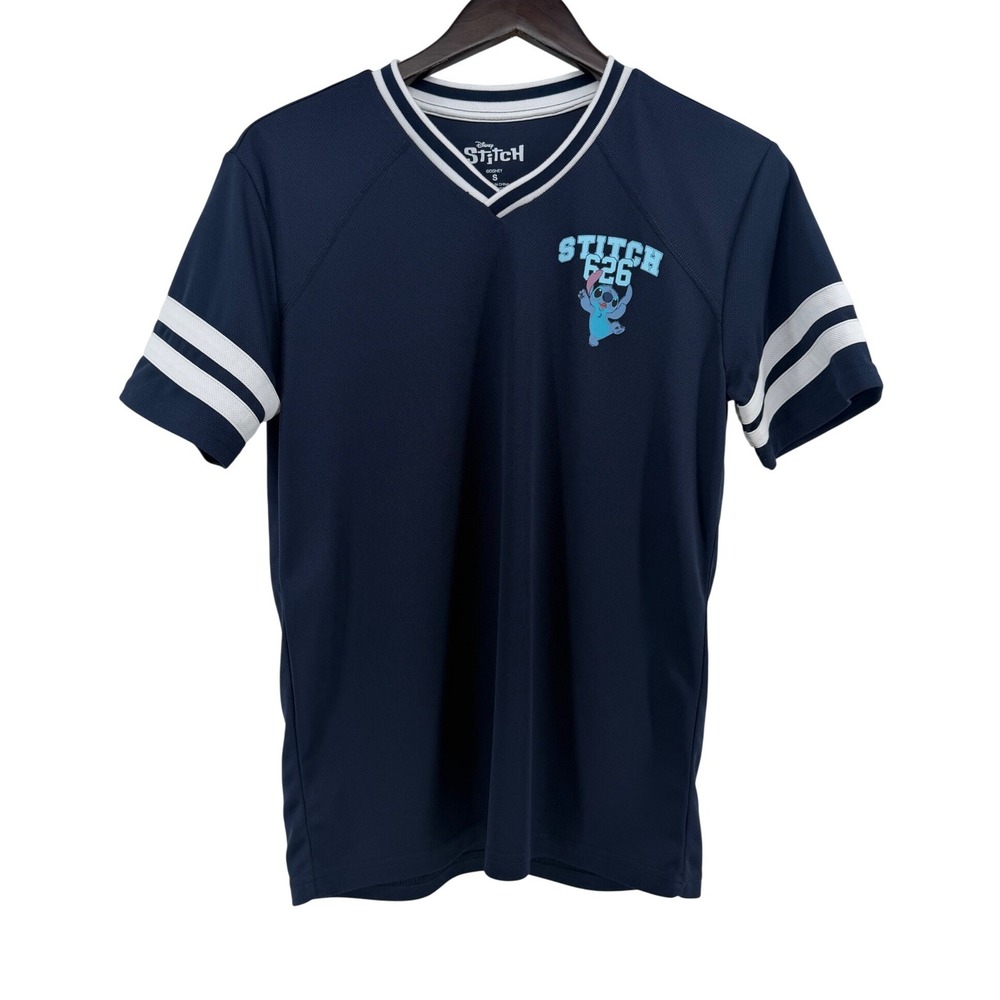 Disney Lilo & Stitch‎ Navy Blue Mesh Jersey Shirt Womens Small NEW Character
